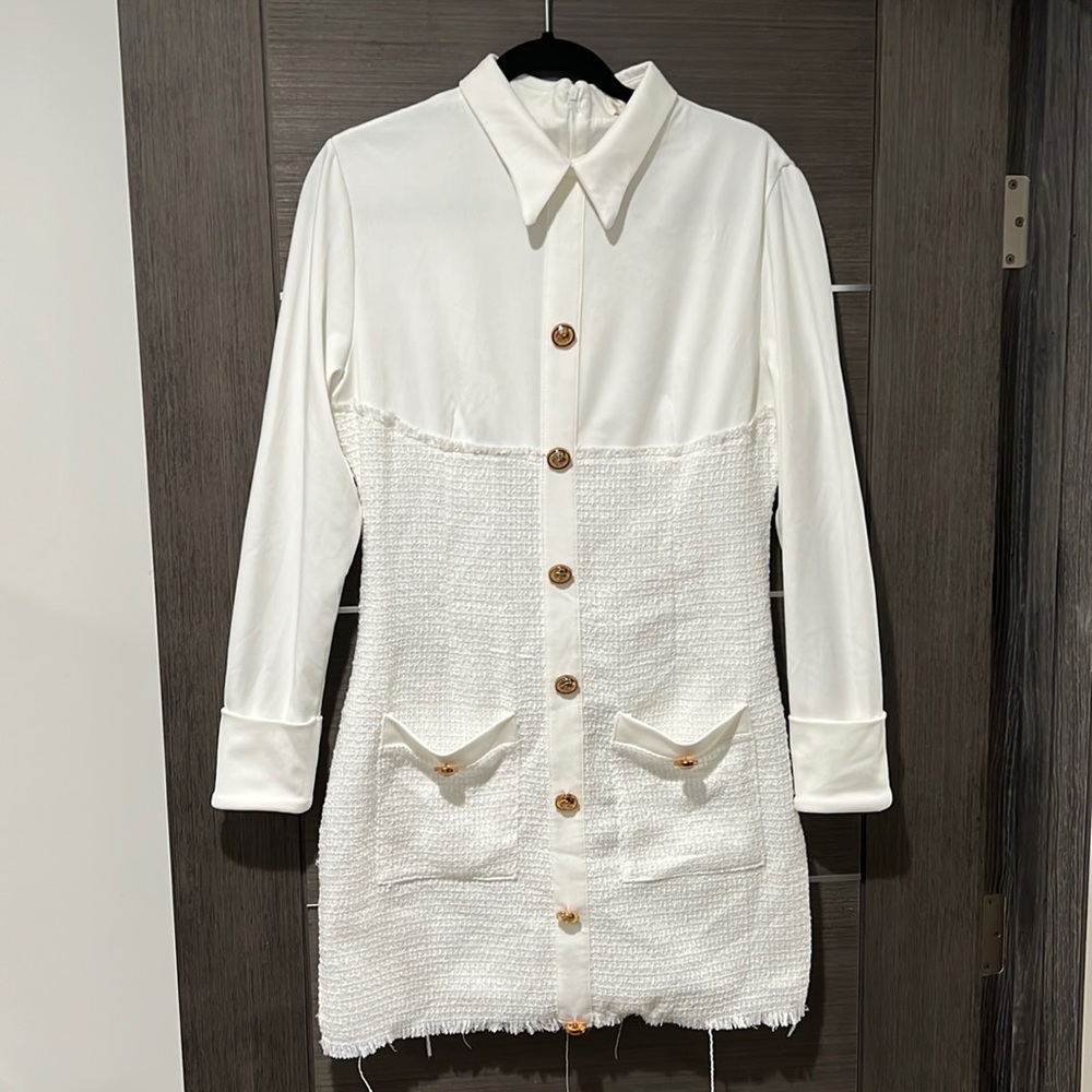 White tweed dress